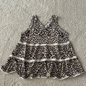 Love Fire Girls Tiered Leopard Print Tank Top Sz M